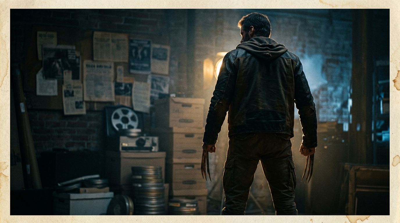 Cinematic documentary-style silhouette of a clawed antihero