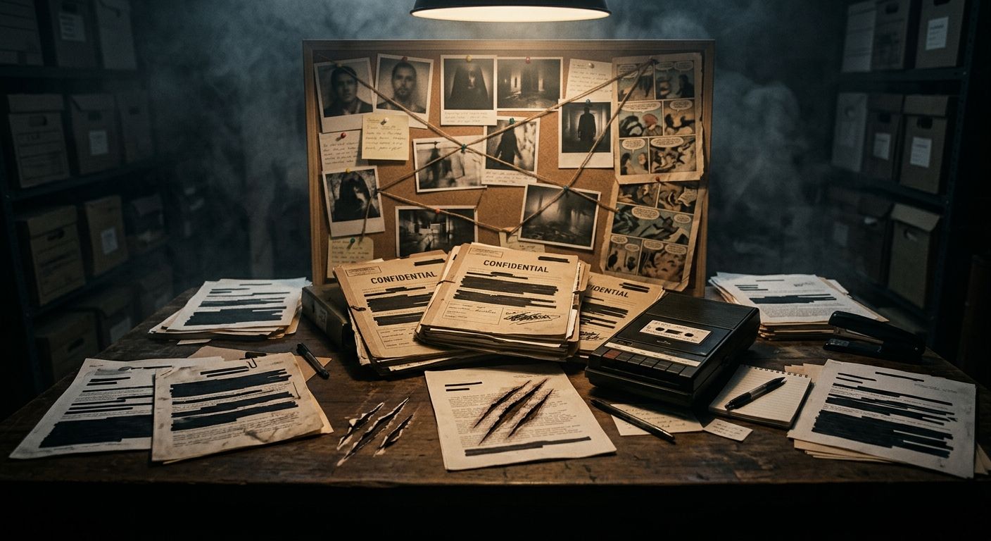 Documentary evidence table with redacted files and claw-mark imagery