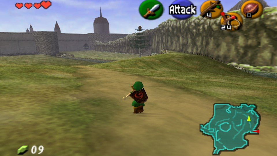 Link stands in Hyrule Field in The Legend of Zelda: Ocarina of Time