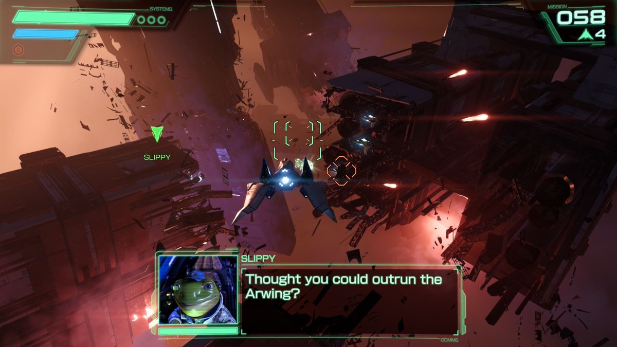 Slippy Toad shown during a Star Fox Switch 2 mission sequence