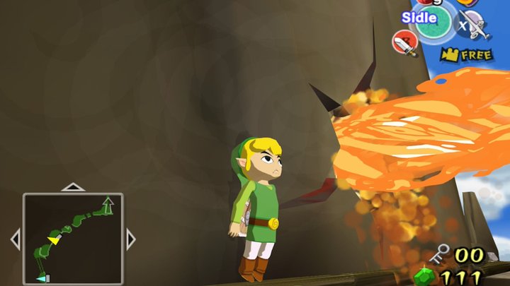 Link dodging fire in The Legend of Zelda: The Wind Waker