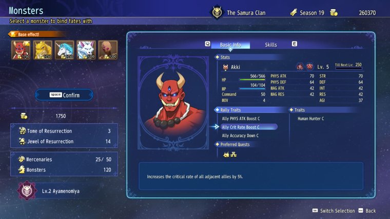 Brigandine: Abyss Organization Phase menu with character and squad management options
